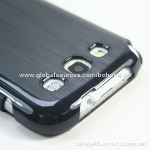Original Imitated PU Grain with Drawing Line Grain PC Bottom Mirror Folio Case for Samsung Galaxy S3